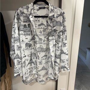 Karl Lagerfeld Black and White Architectural Print Shirt Jacket